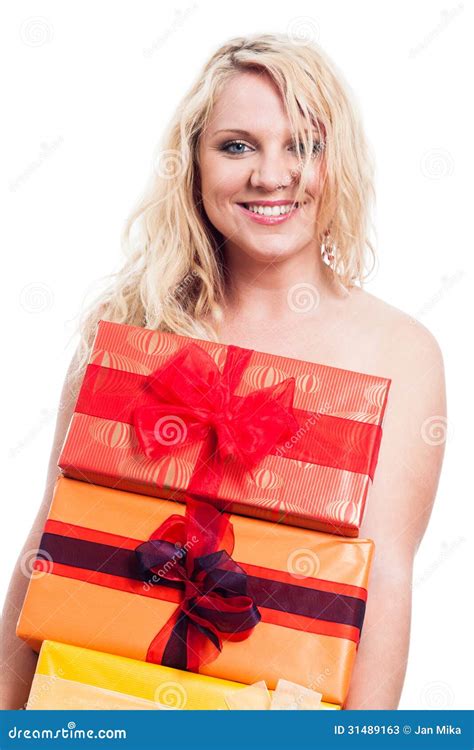Happy Naked Woman With Gifts Stock Image Image Of Holiday Naked