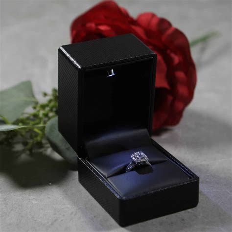 Black Engagement Ring Box With LED Light great for Proposals, Weddings ...