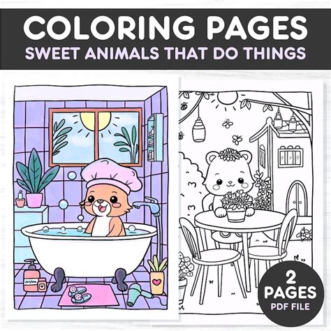 Cozy Friends Coloring Pages For Adult And Children Kawaii Sweet