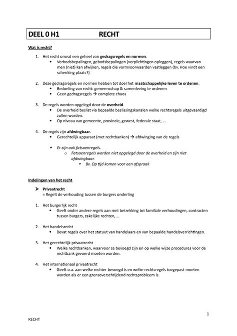 Praktisch Burgerlijk Recht Samenvatting 0 1 2 DEEL 0 H1 RECHT Wat