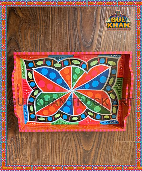 Tray Wooden Hand Painted Design Gul Khan Truck Art