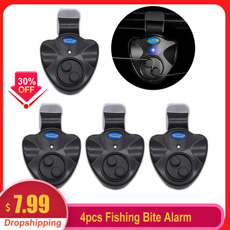 2 4pcs Electronic Fishing Bite Alarm With Sound LED Lights Indicator