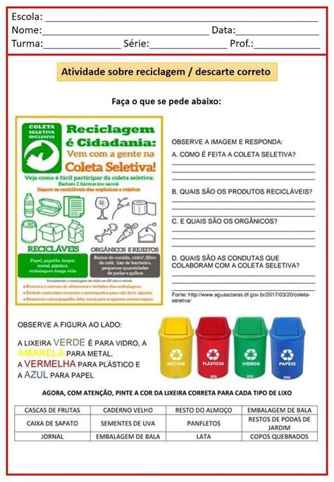 Apostila Atividades O Tema Reciclagem Jogos Educativos Artofit