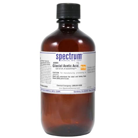 Glacial Acetic Acid USP EP BP JP BioCERTIFIED 1 L Spectrum