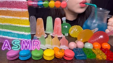 ASMR RAINBOW DESSERTS 무지개 먹방 레고젤리 틱톡젤리 메롱젤리 무지개케이크 무지개마카롱 LEGO JELLY