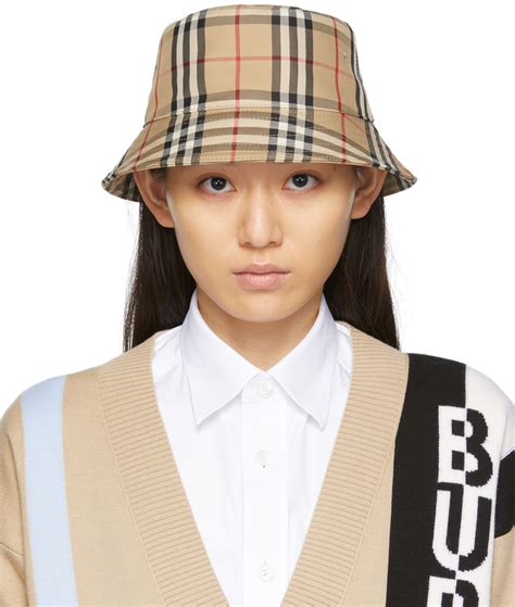 Burberry Beige Vintage Check Bucket Hat SSENSE UK