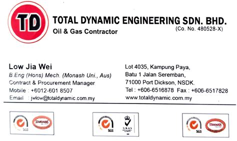 TOTAL DYNAMIC ENGINEERING SDN BHD EDirectory