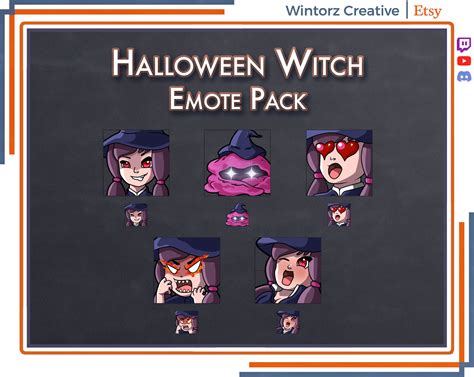 Twitch Emotes Witchy Halloween Emotes Set Etsy