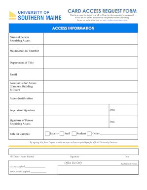 Fillable Online Usm Maine Card Access Request Form University Of