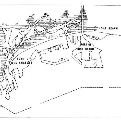 An 1872 Survey Map Of San Pedro Bay California Superimposed On A 1971