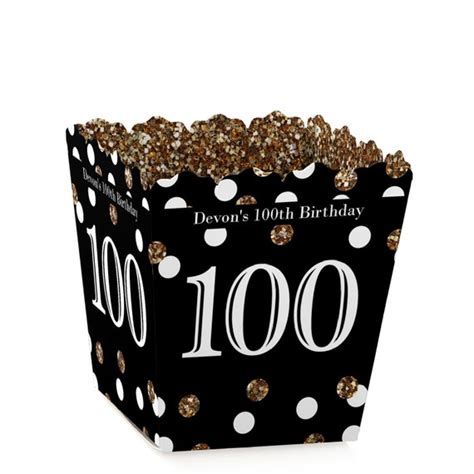 100th Birthday - Party Mini Favor Boxes - Personalized Small Treat Box ...