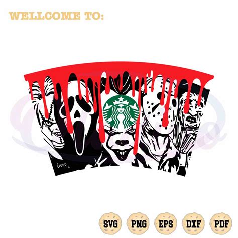 Horror Movie Characters Starbucks Logo SVG Cutting Digital File