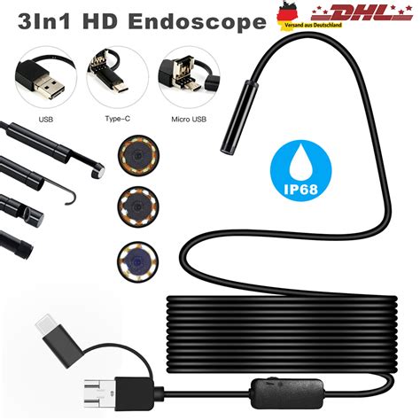 M Usb Endoskop Kamera Mm Led Hd Inspektion Wasserdicht Pc