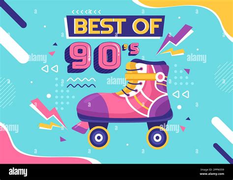 S Retro Party Cartoon Background Illustration With Nineties Music