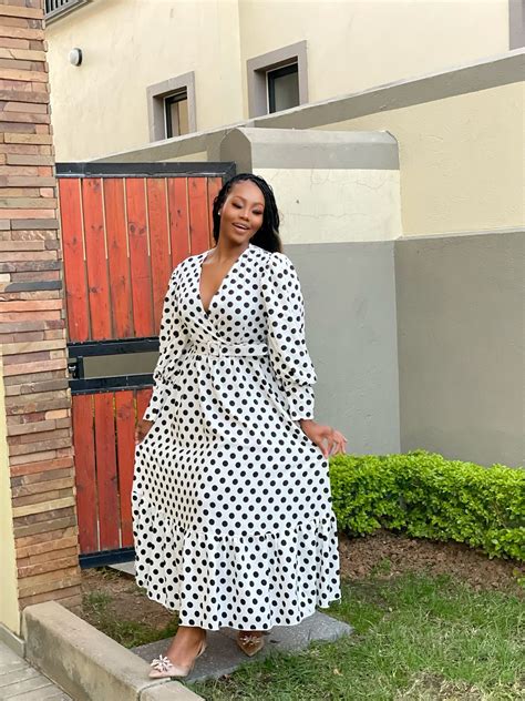 Deep V Neck Polka Dot Long Sleeve Maxi Dress Midrand Marabastad