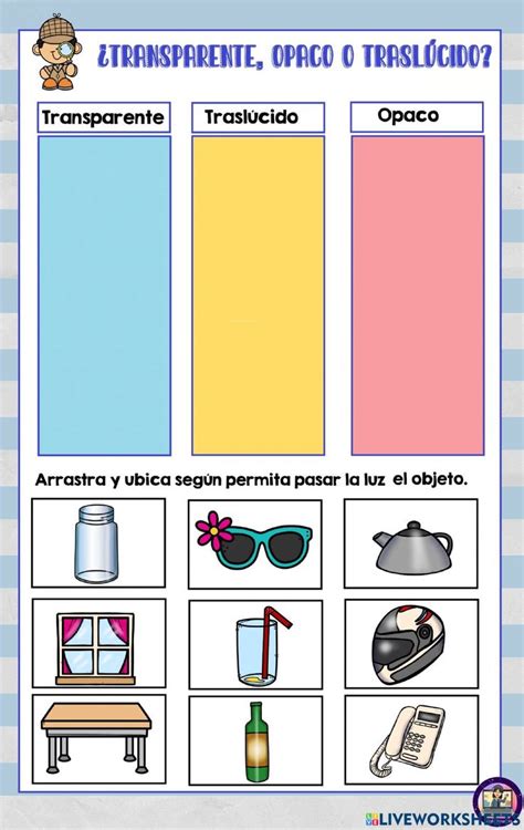 Trasl Cido Opaco O Transparente Worksheet St Grade Worksheets