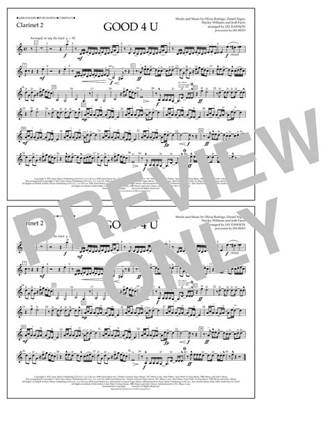 Good 4 U Arr Jay Dawson Clarinet 2 By Olivia Rodrigo Sheet Music