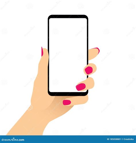 Female Hand Holding Smartphone With Blank Screen Stock Vector