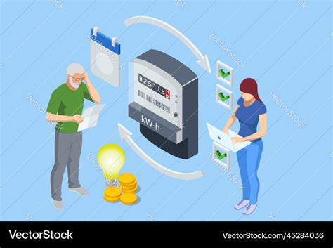 Isometric Invoice And Electricity Meter Utility Vector Image