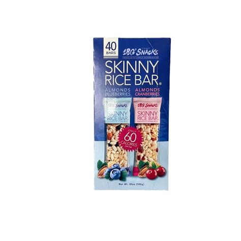 180 Snacks Skinny Rice Bar Almonds Blueberries And Almonds Cranberries 20 Oz Shelhealth