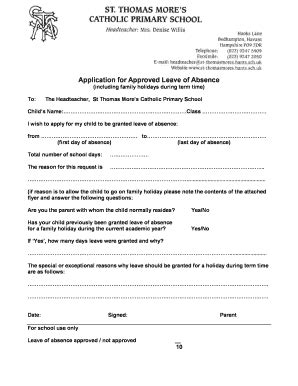 Fillable Online Leave Of Absence Request Form St Matthew S Catholic