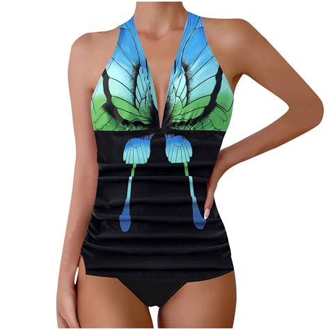 Royal Blue Sleeveless Slip Micro Bikini For Women Deep V Neck Backless Halter Beach Elegant Sexy