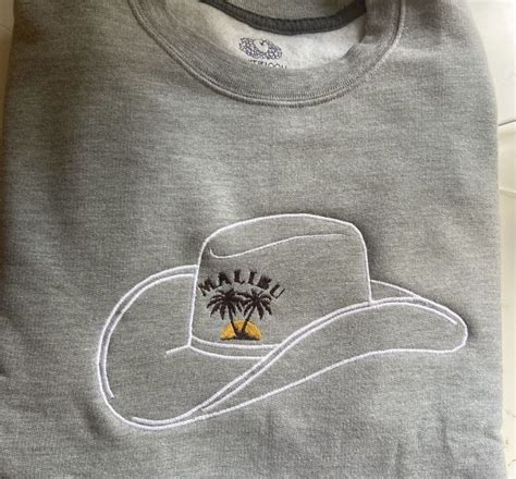 Malibu Cowboy Hat Crewneck Embroidered Crewneck Cowboy Hats Cowboy