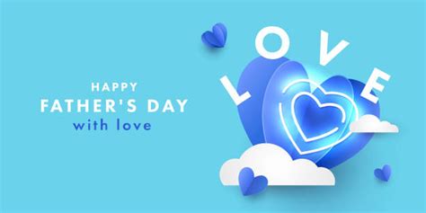 660 Happy Fathers Day Blue Heart Background Stock Illustrations