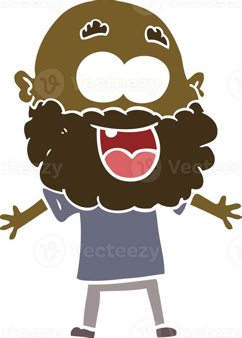 Flat Color Style Cartoon Crazy Happy Man With Beard 39927733 PNG