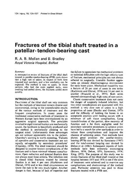 Pdf Fractures Of The Tibial Shaft Treated In A Patellar Tendon