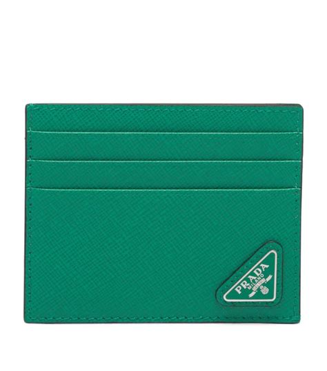 Mens Prada Green Saffiano Leather Card Holder Harrods UK