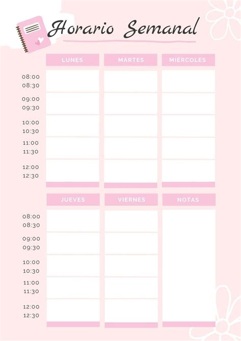 Planner Semanal Horario Femenino Juvenil Rosado Templates By Canva Imagenes De Estilistas