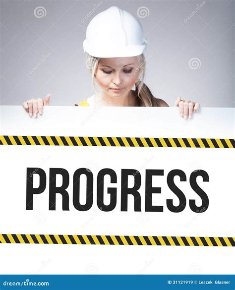 In Progress Sign Indicates Ongoing Or Happening Royalty Free Stock