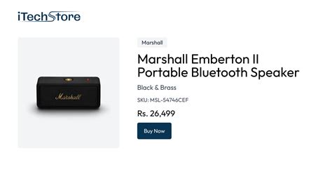 Marshall Emberton II Portable Bluetooth Speaker - Black & Brass ...