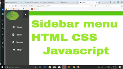 How To Create Animated Sidebar Menu Using HTML CSS And Javascript 2018