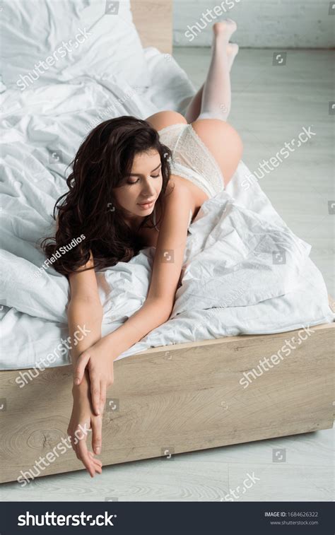 Beautiful Sexy Woman White Lingerie Stockings Stock Photo 1684626322 Shutterstock