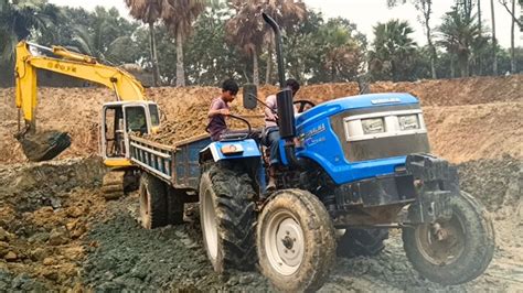 Mud Loaded Tractor Stuck In Mud Pulling Out Jcb Dx Sonalika Di