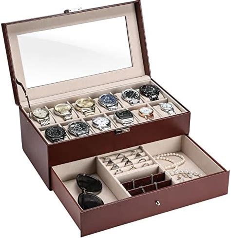 Procase Schichten Uhrenbox Schmuck Uhr Aufbewahrungsbox Mit