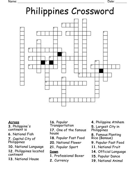 Printable Tagalog Crossword Puzzle Printable Crossword Puzzles Online