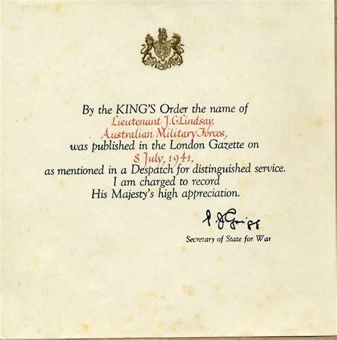 Mention in dispatches - London Gazette search request - Medals - The