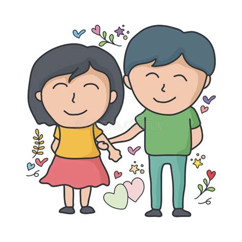 Hand Drawn Vector Doodle Illustration Of Cute Couple Designed With