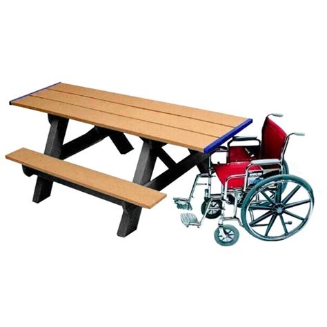 Ada Wheelchair Accessible Rectangular Picnic Table 8 Foot Recycled