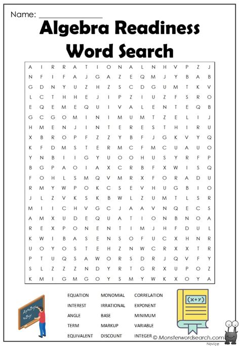 Algebra Readiness Word Search Monster Word Search