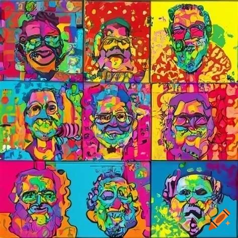 Vibrant And Colorful Pop Art Tribute To Jerry Garcia On Craiyon