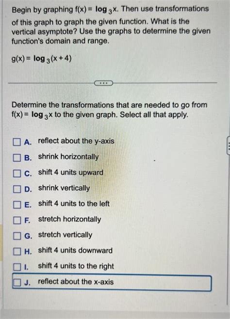 Solved Begin By Graphing F X Log X Then Use Chegg