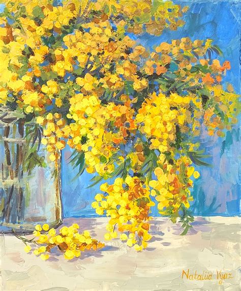 Golden Wattle Painting Floral Original Art Impasto Painting on Canvas ...