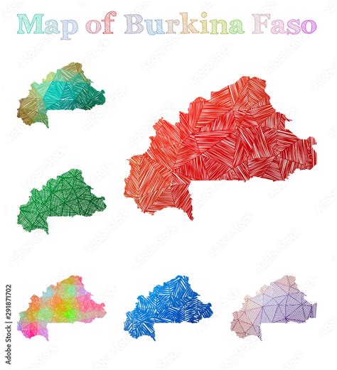 Hand Drawn Map Of Burkina Faso Colorful Country Shape Sketchy Burkina