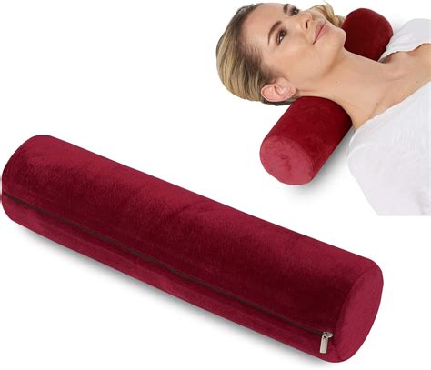 Round Cervical Roll Cylinder Bolster Pillow Memory Foam Removable Washable Cover Ergonomically