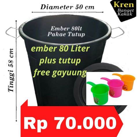 Ember Plastik Besar Gratis Gayung Jumbo Liter Rml Polaris Asli