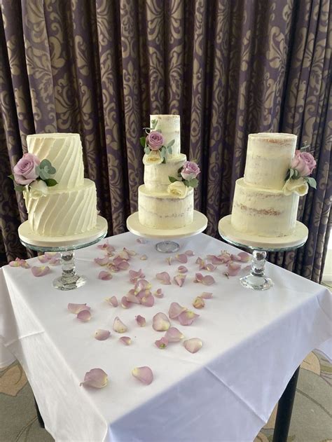 Trio Of Cakes Tier Semi Naked Tier Semi Naked And Tier Buttercream Frosted Wedding